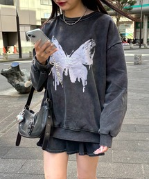 DEVICE | オーバーサイズ アメリカンヴィンテージストリート ピグメント 韓国 古着風 カレッジロゴ スウェット トレーナー 肉厚(スウェット)