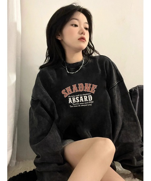 DEVICE(デバイス)の「オーバーサイズ アメリカンヴィンテージストリート ピグメント 韓国 古着風 カレッジロゴ スウェット トレーナー 肉厚(スウェット・レディース・チャコールグレー/グレー/ホワイト×グレー/グレー系その他・FREE)」の16枚目の写真