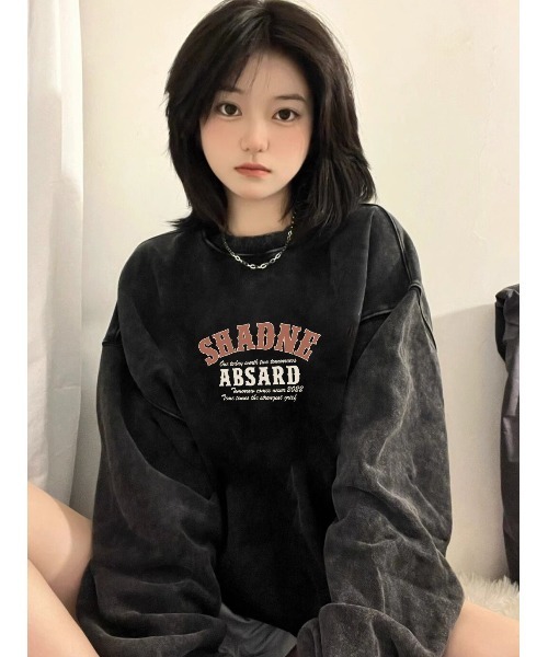 DEVICE(デバイス)の「オーバーサイズ アメリカンヴィンテージストリート ピグメント 韓国 古着風 カレッジロゴ スウェット トレーナー 肉厚(スウェット・レディース・チャコールグレー/グレー/ホワイト×グレー/グレー系その他・FREE)」の15枚目の写真