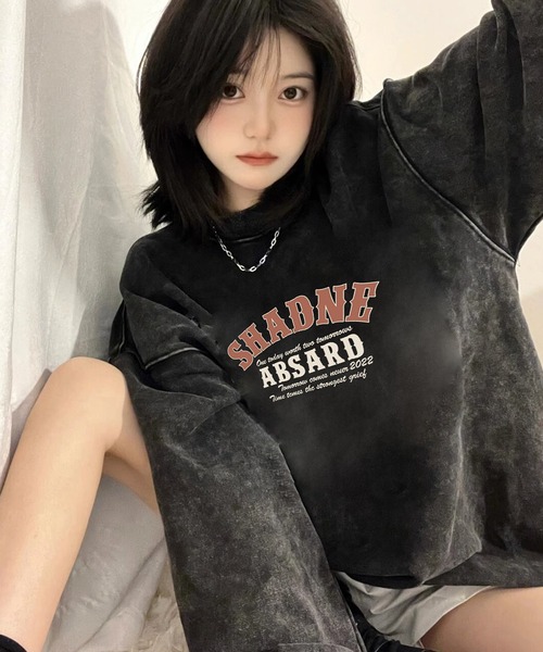 DEVICE(デバイス)の「オーバーサイズ アメリカンヴィンテージストリート ピグメント 韓国 古着風 カレッジロゴ スウェット トレーナー 肉厚(スウェット・レディース・チャコールグレー/グレー/ホワイト×グレー/グレー系その他・FREE)」の13枚目の写真