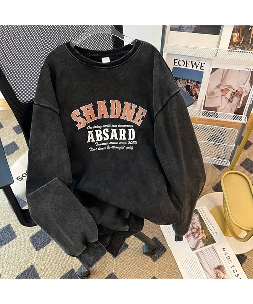 DEVICE(デバイス)の「オーバーサイズ アメリカンヴィンテージストリート ピグメント 韓国 古着風 カレッジロゴ スウェット トレーナー 肉厚(スウェット・レディース・チャコールグレー/グレー/ホワイト×グレー/グレー系その他・FREE)」の9枚目の写真