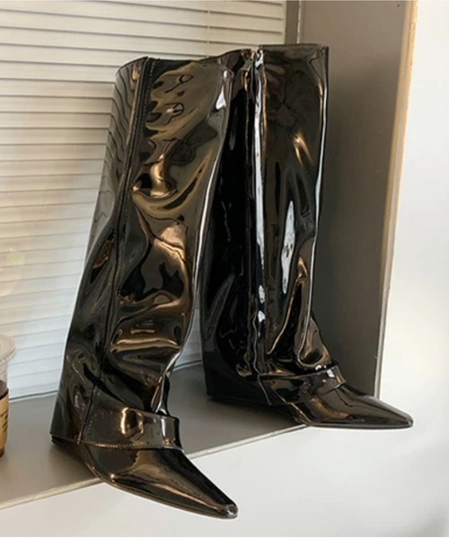 Chick(チック)の「Wrap loose boots / ラップルーズブーツ(ブーツ・レディース・ブラック・24.5/23.5/24)」の2枚目の写真