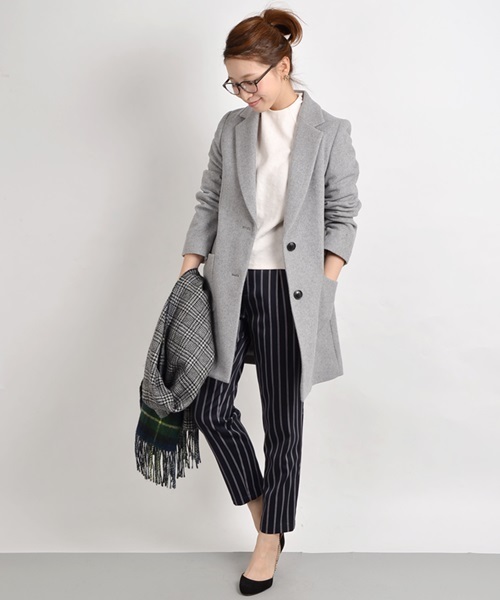 Khaju（カージュ）の「Khaju:チェスターコート□（チェスターコート・レディース・ブラック/ライトグレー・36/38）」の3枚目の写真