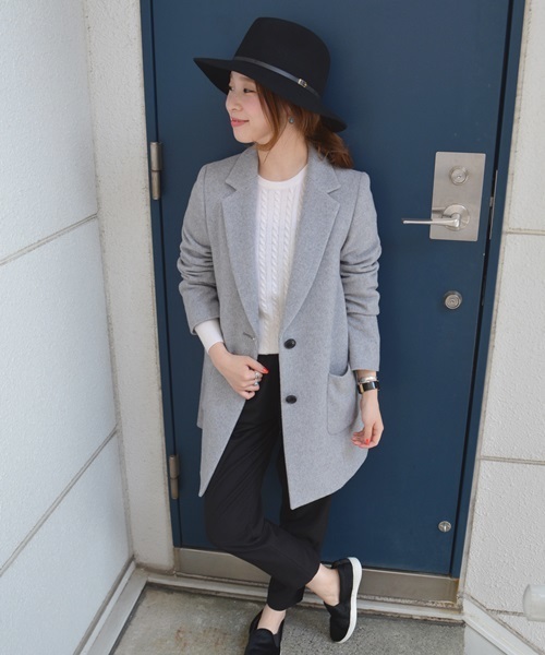 Khaju（カージュ）の「Khaju:チェスターコート□（チェスターコート・レディース・ブラック/ライトグレー・36/38）」の10枚目の写真