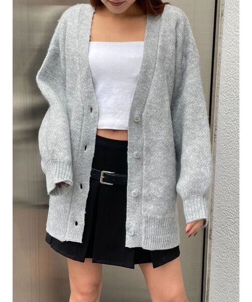 EMODA（エモダ）の「【WEB限定】カラーシャギーパフカーディガン（カーディガン/ボレロ・レディース・グレー/ブラック/ブラウン/ブルー/ピンク・FREE）」の6枚目の写真