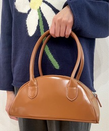 COMON＋（コモンプラス）の「合成皮革素材 ハーフムーン ミニボストン バッグ（ハンドバッグ）」