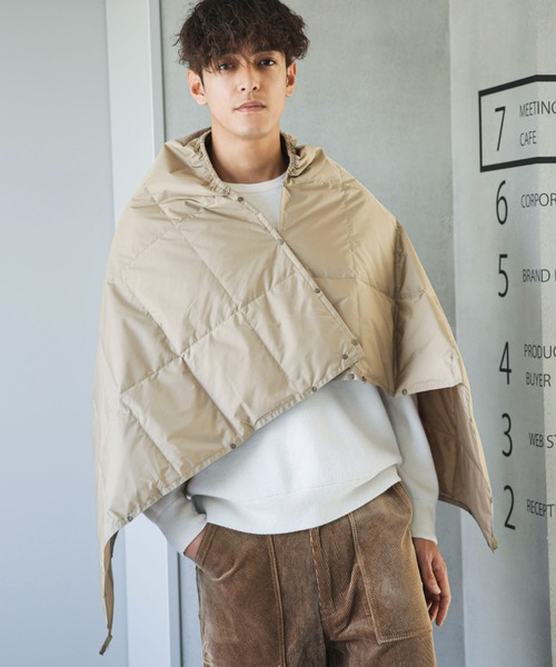 NANO universe(ナノユニバース)の「「西川ダウン(R)」撥水ユーティリティーダウンブランケット(ストール/ショール・メンズ・ダークネイビー/モカ/ブラック・FREE)」の20枚目の写真