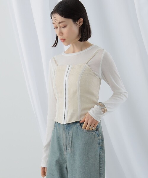 Ray BEAMS(レイビームス)の「Ray BEAMS / ジャカード ビスチェ キャミソール(キャミソール・レディース・ブラック/ホワイト系その他6・1/0)」の1枚目の写真