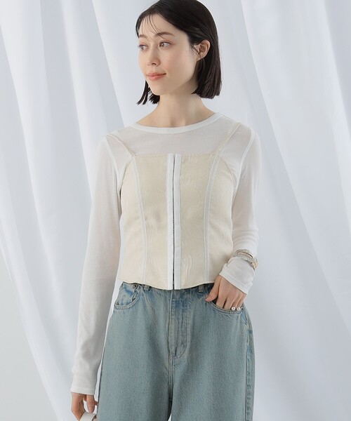 Ray BEAMS(レイビームス)の「Ray BEAMS / ジャカード ビスチェ キャミソール(キャミソール・レディース・ブラック/ホワイト系その他6・1/0)」の7枚目の写真