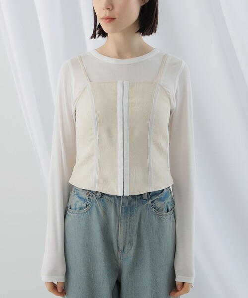 Ray BEAMS(レイビームス)の「Ray BEAMS / ジャカード ビスチェ キャミソール(キャミソール・レディース・ブラック/ホワイト系その他6・1/0)」の19枚目の写真