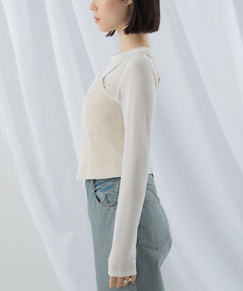 Ray BEAMS(レイビームス)の「Ray BEAMS / ジャカード ビスチェ キャミソール(キャミソール・レディース・ブラック/ホワイト系その他6・1/0)」の8枚目の写真