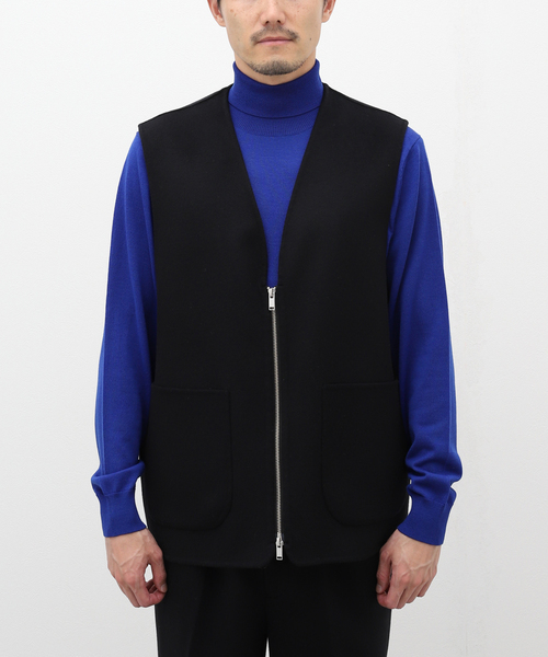 EDIFICE LA BOUCLE（エディフィスラブークル）の「【LA BOUCLE / ラブ―クル】ウールカシミヤ リバージップ ベスト（ベスト・メンズ・ブラック/キャメル・FREE）」の22枚目の写真