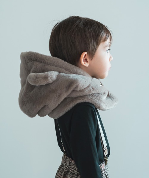 riziere（リジェール）の「くま耳ファー帽子（ニットキャップ/ビーニー・キッズ・アイボリー/グレイッシュベージュ・FREE）」の7枚目の写真