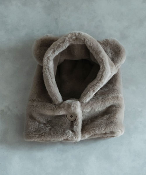 riziere（リジェール）の「くま耳ファー帽子（ニットキャップ/ビーニー・キッズ・アイボリー/グレイッシュベージュ・FREE）」の14枚目の写真