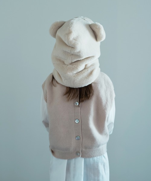 riziere（リジェール）の「くま耳ファー帽子（ニットキャップ/ビーニー・キッズ・アイボリー/グレイッシュベージュ・FREE）」の6枚目の写真