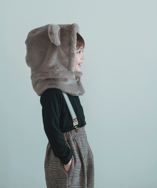 riziere（リジェール）の「くま耳ファー帽子（ニットキャップ/ビーニー・キッズ・アイボリー/グレイッシュベージュ・FREE）」の11枚目の写真