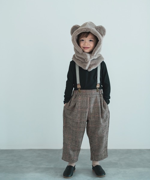 riziere（リジェール）の「くま耳ファー帽子（ニットキャップ/ビーニー・キッズ・アイボリー/グレイッシュベージュ・FREE）」の12枚目の写真