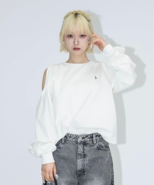 オープンショルダースリーブロンT（Tシャツ/カットソー）｜17HR