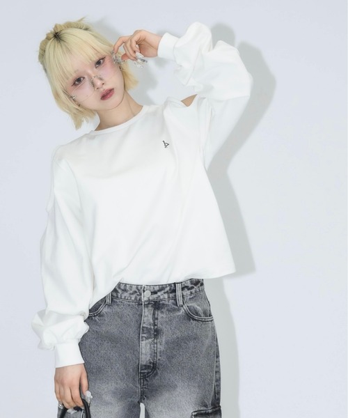 オープンショルダースリーブロンT（Tシャツ/カットソー）｜17HR