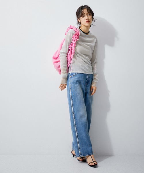 ADAM ET ROPE'(アダムエロペ)の「【逸品】シアーロンT(Tシャツ/カットソー・レディース・ピンク/グレー系その他/ライトグリーン・FREE)」の4枚目の写真