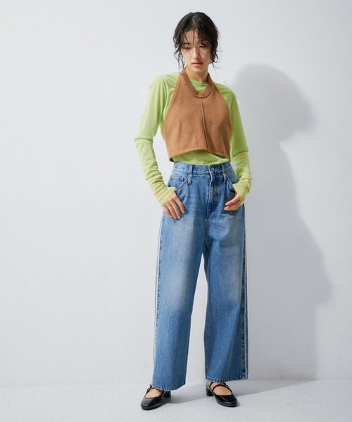 ADAM ET ROPE'(アダムエロペ)の「【逸品】シアーロンT(Tシャツ/カットソー・レディース・ピンク/グレー系その他/ライトグリーン・FREE)」の7枚目の写真