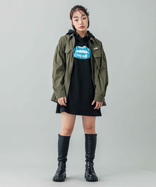 X-girl（エックスガール）の「LIP DRESS（ワンピース・レディース・ブラック/ホワイト・S/M）」の14枚目の写真