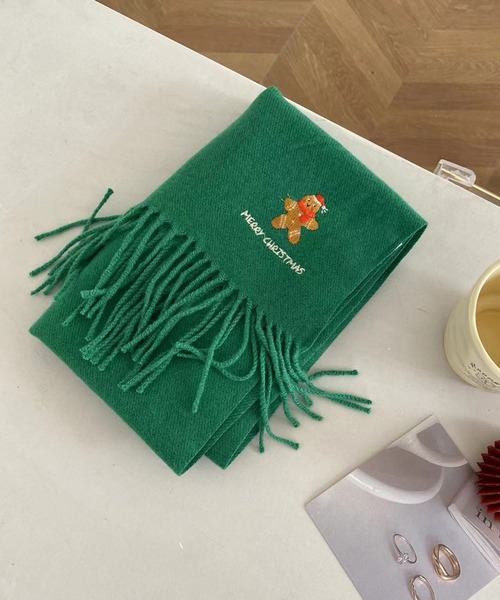 クリスマスワンポイント刺繍マフラー（マフラー）｜HOOK（フック）の