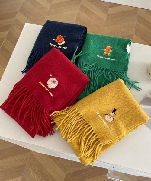 セール】クリスマスワンポイント刺繍マフラー（マフラー）｜HOOK