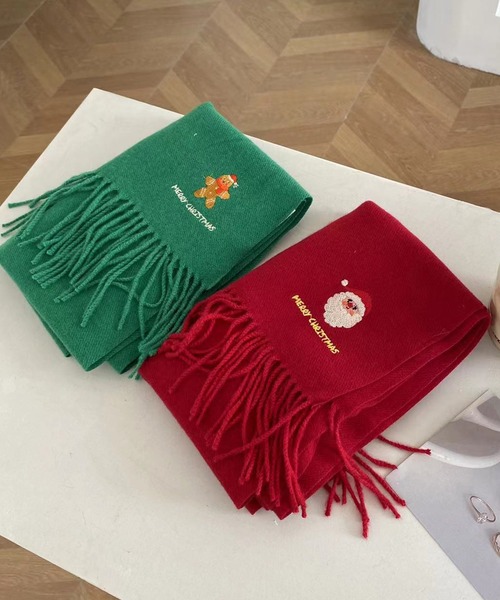 クリスマスワンポイント刺繍マフラー（マフラー）｜HOOK（フック）の