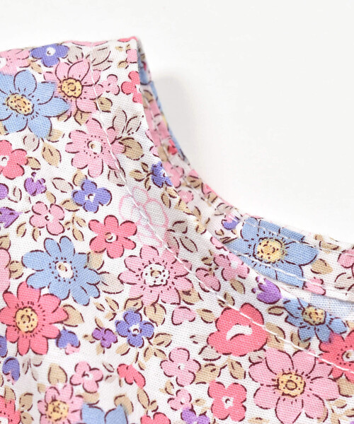 【新品タグ付き】☆bebe☆ 70-80、80-90cmワンピース＋丸襟シャツ 花柄ワンピース+丸襟Tシャツセット(80~90cm)(80cm イエロー系
