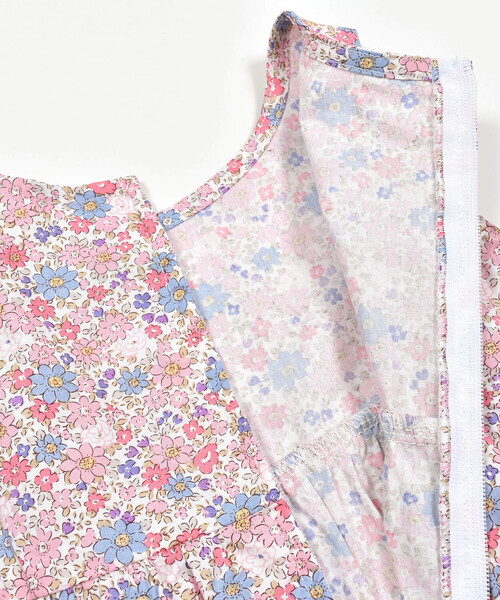 【新品タグ付き】☆bebe☆ 70-80、80-90cmワンピース＋丸襟シャツ 花柄ワンピース+丸襟Tシャツセット(80~90cm)(80cm イエロー系