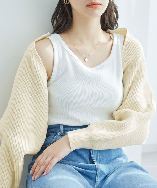 ROPE' PICNIC(ロペピクニック)の「スポンディッシュショートカーディガン(カーディガン/ボレロ・レディース・ネイビー/キナリ・38)」の1枚目の写真