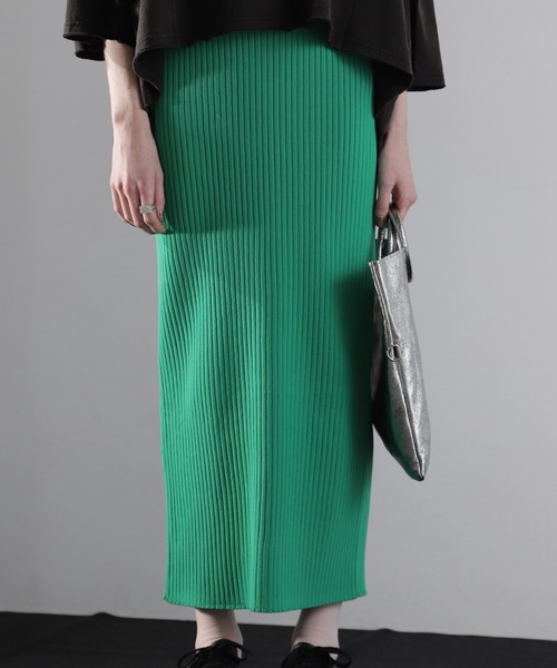 CREOLME（クレオルム）の「(CREOLME)リブニットスカート（スカート・レディース・ピンク/ブラック/グリーン/パープル/グリーン系その他・SMALL/MEDIUM）」の4枚目の写真
