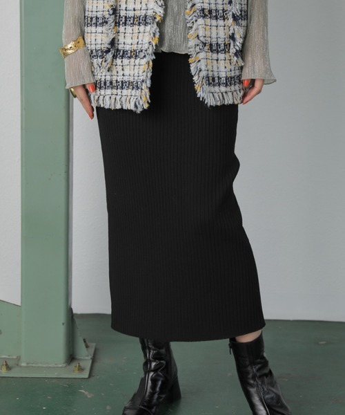 CREOLME（クレオルム）の「(CREOLME)リブニットスカート（スカート・レディース・ピンク/ブラック/グリーン/パープル/グリーン系その他・SMALL/MEDIUM）」の2枚目の写真