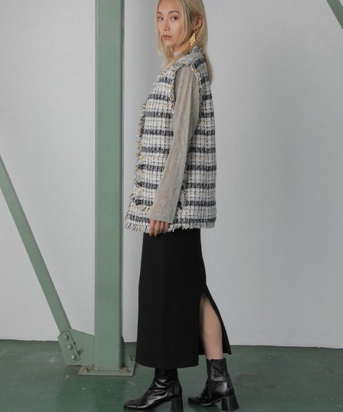 CREOLME（クレオルム）の「(CREOLME)リブニットスカート（スカート・レディース・ピンク/ブラック/グリーン/パープル/グリーン系その他・SMALL/MEDIUM）」の7枚目の写真