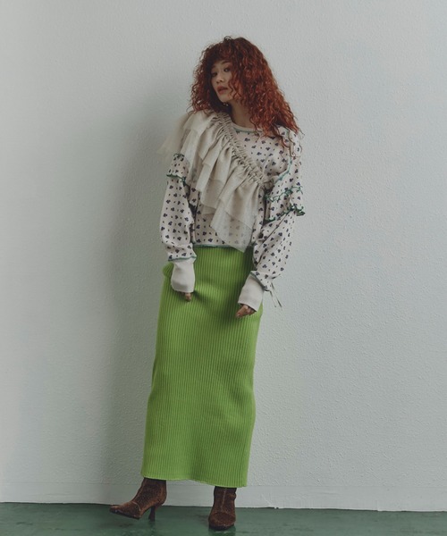 CREOLME（クレオルム）の「(CREOLME)リブニットスカート（スカート・レディース・ピンク/ブラック/グリーン/パープル/グリーン系その他・SMALL/MEDIUM）」の14枚目の写真