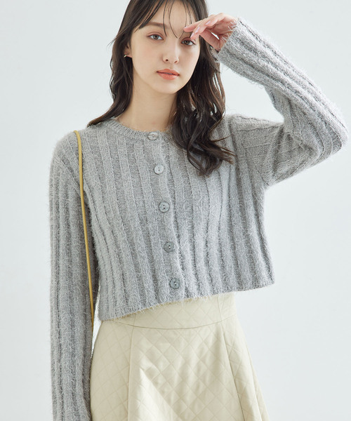 ROPE' PICNIC（ロペピクニック）の「【一部店舗限定】2WAY/ラメフェザーカーディガン（カーディガン/ボレロ・レディース・チャコールグレー/グレー/キナリ・38）」の3枚目の写真