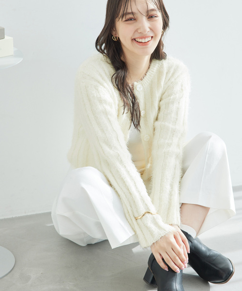 セール】【一部店舗限定】2WAY/ラメフェザーカーディガン