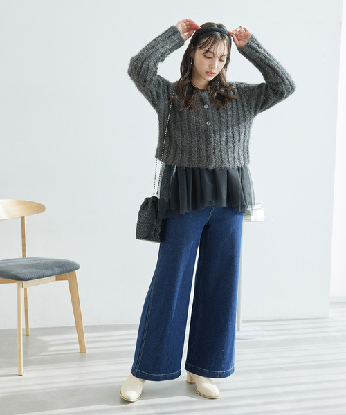 ROPE' PICNIC（ロペピクニック）の「【一部店舗限定】2WAY/ラメフェザーカーディガン（カーディガン/ボレロ・レディース・チャコールグレー/グレー/キナリ・38）」の13枚目の写真