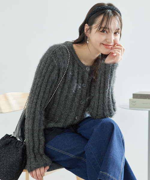 ROPE' PICNIC（ロペピクニック）の「【一部店舗限定】2WAY/ラメフェザーカーディガン（カーディガン/ボレロ・レディース・チャコールグレー/グレー/キナリ・38）」の19枚目の写真