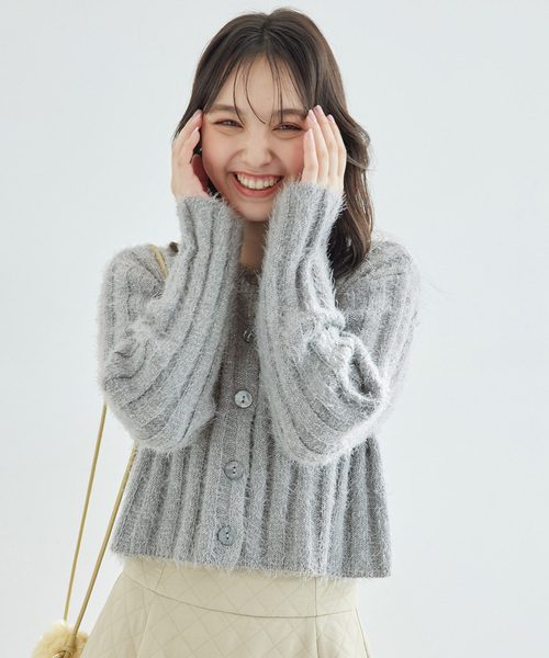 セール】【一部店舗限定】2WAY/ラメフェザーカーディガン