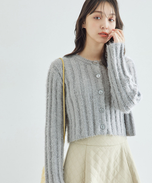 ROPE' PICNIC（ロペピクニック）の「【一部店舗限定】2WAY/ラメフェザーカーディガン（カーディガン/ボレロ・レディース・チャコールグレー/グレー/キナリ・38）」の14枚目の写真