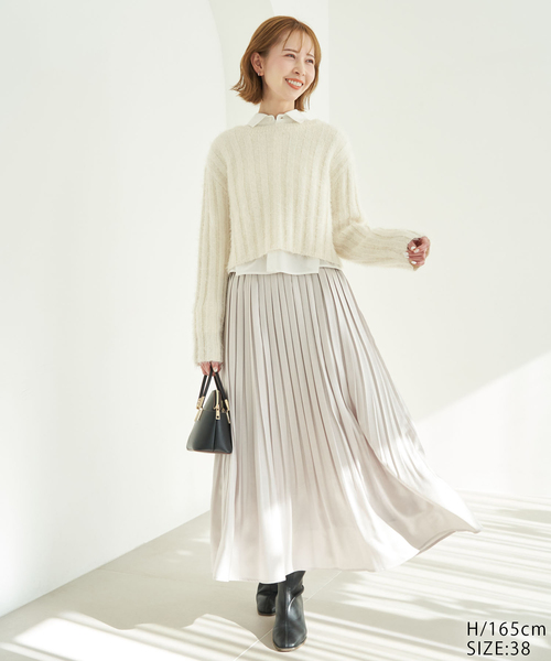 ROPE' PICNIC（ロペピクニック）の「【一部店舗限定】2WAY/ラメフェザーカーディガン（カーディガン/ボレロ・レディース・チャコールグレー/グレー/キナリ・38）」の4枚目の写真