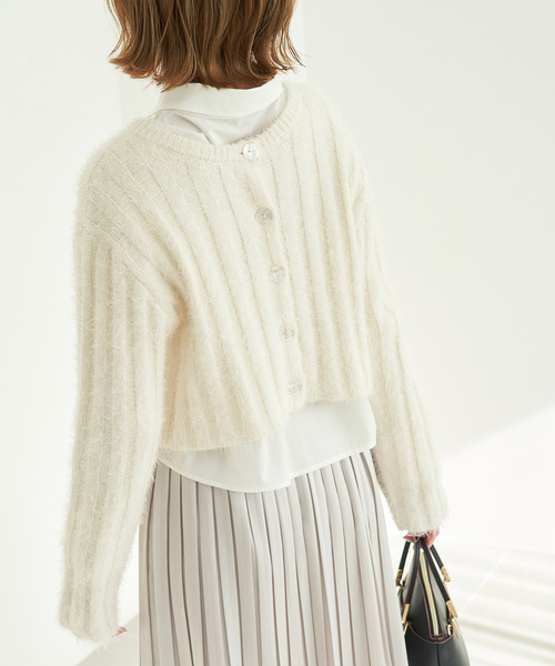 ROPE' PICNIC（ロペピクニック）の「【一部店舗限定】2WAY/ラメフェザーカーディガン（カーディガン/ボレロ・レディース・チャコールグレー/グレー/キナリ・38）」の11枚目の写真