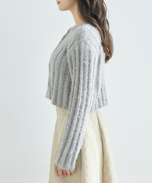 ROPE' PICNIC（ロペピクニック）の「【一部店舗限定】2WAY/ラメフェザーカーディガン（カーディガン/ボレロ・レディース・チャコールグレー/グレー/キナリ・38）」の7枚目の写真