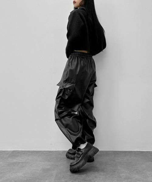 LVEU.】ルーズシルエットカーゴパンツ / ボトムス パンツ 合皮 カーゴ