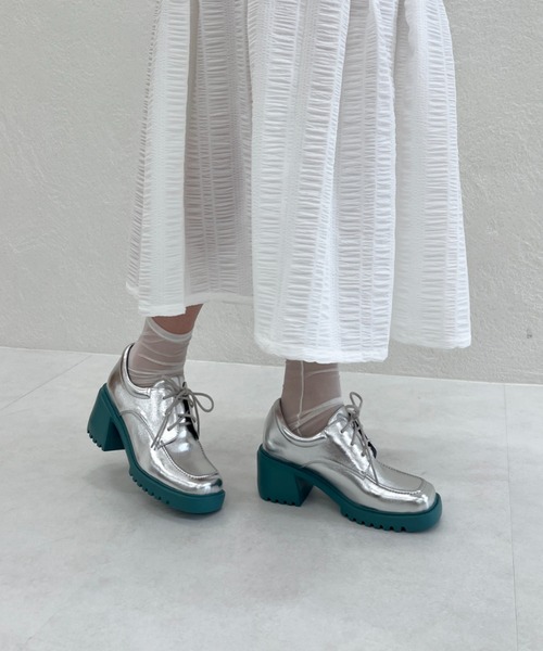 ORiental TRaffic（オリエンタルトラフィック）の「カラーソール厚底レースアップシューズ 41103（ドレスシューズ・レディース・シルバー/ブラック・L/M/S/LL）」の9枚目の写真