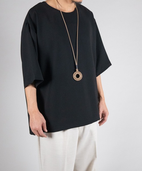 Senti（センティ）の「SENTI センティ / LEATHER BRAID CIRCLE NECKLACE レザーブレイドサークルネックレス / 2024（ネックレス・メンズ・キャメル/ブラック/アイボリー・FREE）」の5枚目の写真