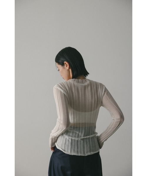 STYLEMIXER（スタイルミキサー）の「シアーソルベワイドリブニット（ニット/セーター・レディース・グリーン/ブラック/オレンジ系その他/ホワイト・FREE）」の5枚目の写真