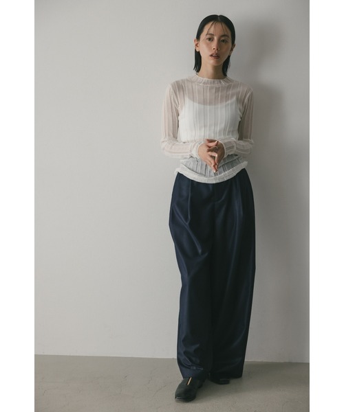 STYLEMIXER（スタイルミキサー）の「シアーソルベワイドリブニット（ニット/セーター・レディース・グリーン/ブラック/オレンジ系その他/ホワイト・FREE）」の6枚目の写真
